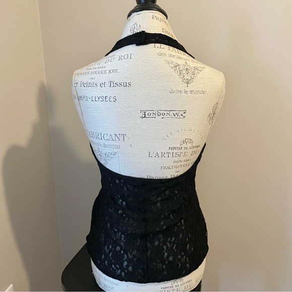 Y2K Vintage black lace Moda International halter top - Picture 5 of 14